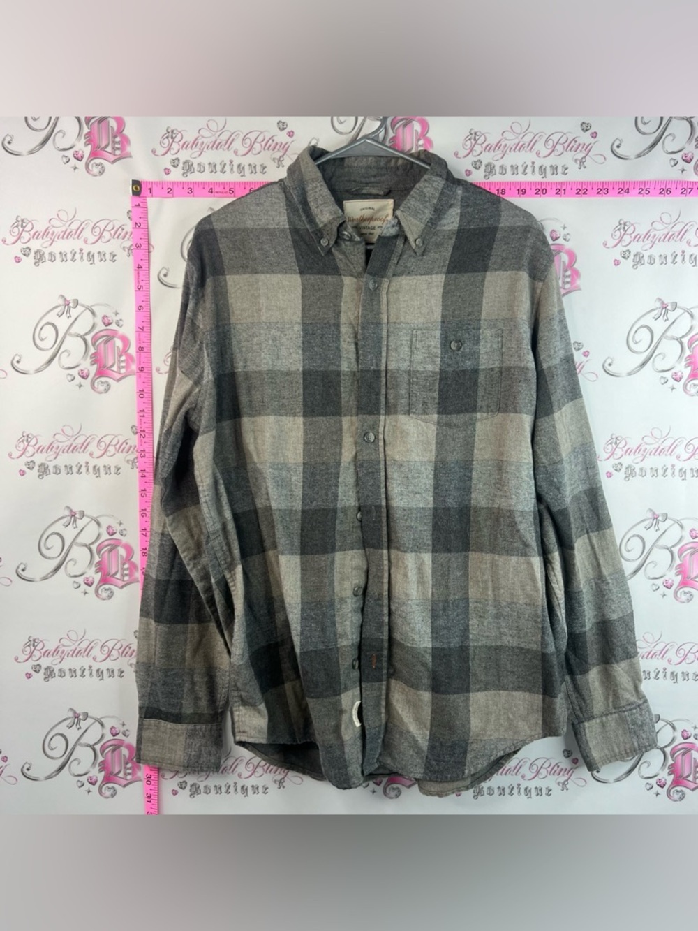 Vintage weatherproof shirt Classic Men's Button-Down Plaid Shirt - Gray/Taupe